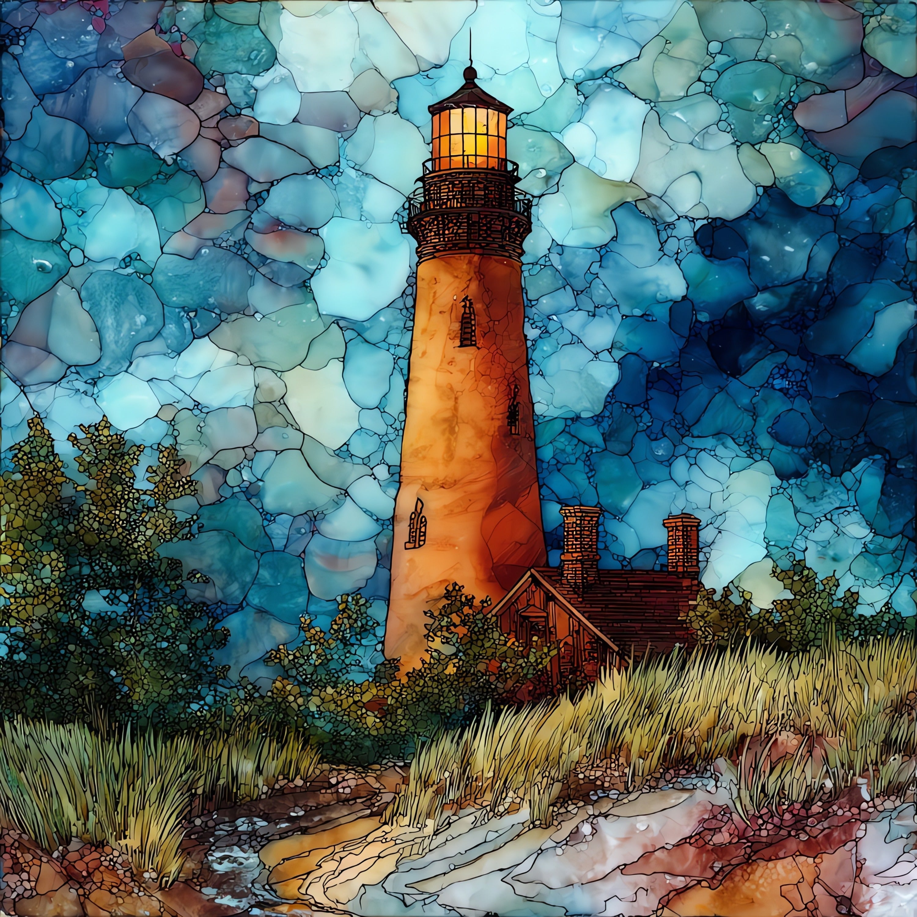 the Little Sable Point Lighthouse — ceramic art tile