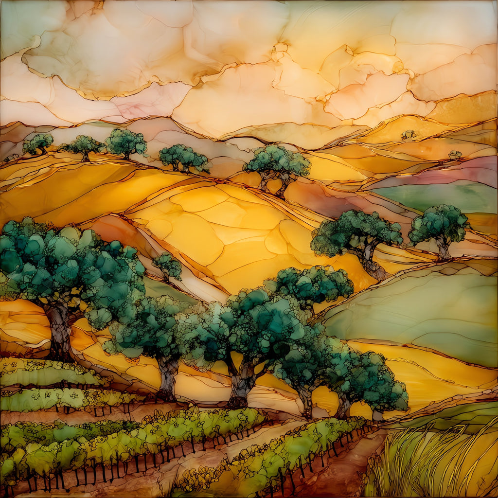 Sonoma Vineyard Hills — ceramic art tile