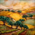 Sonoma Vineyard Hills — ceramic art tile
