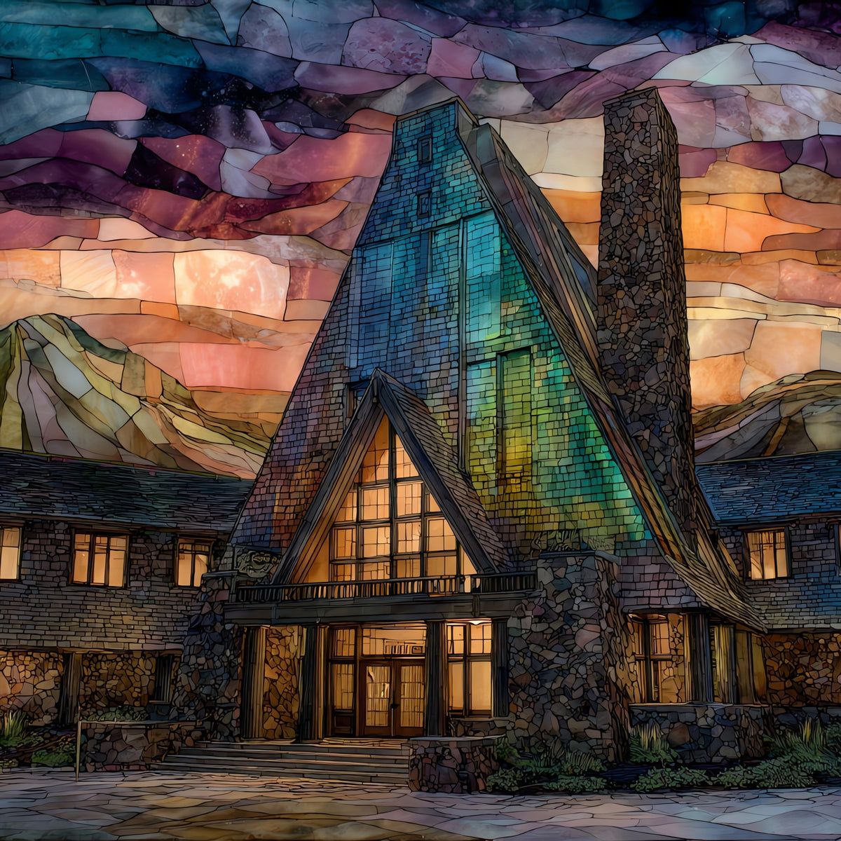 the Timberline Lodge great hall on — ceramic art tile
