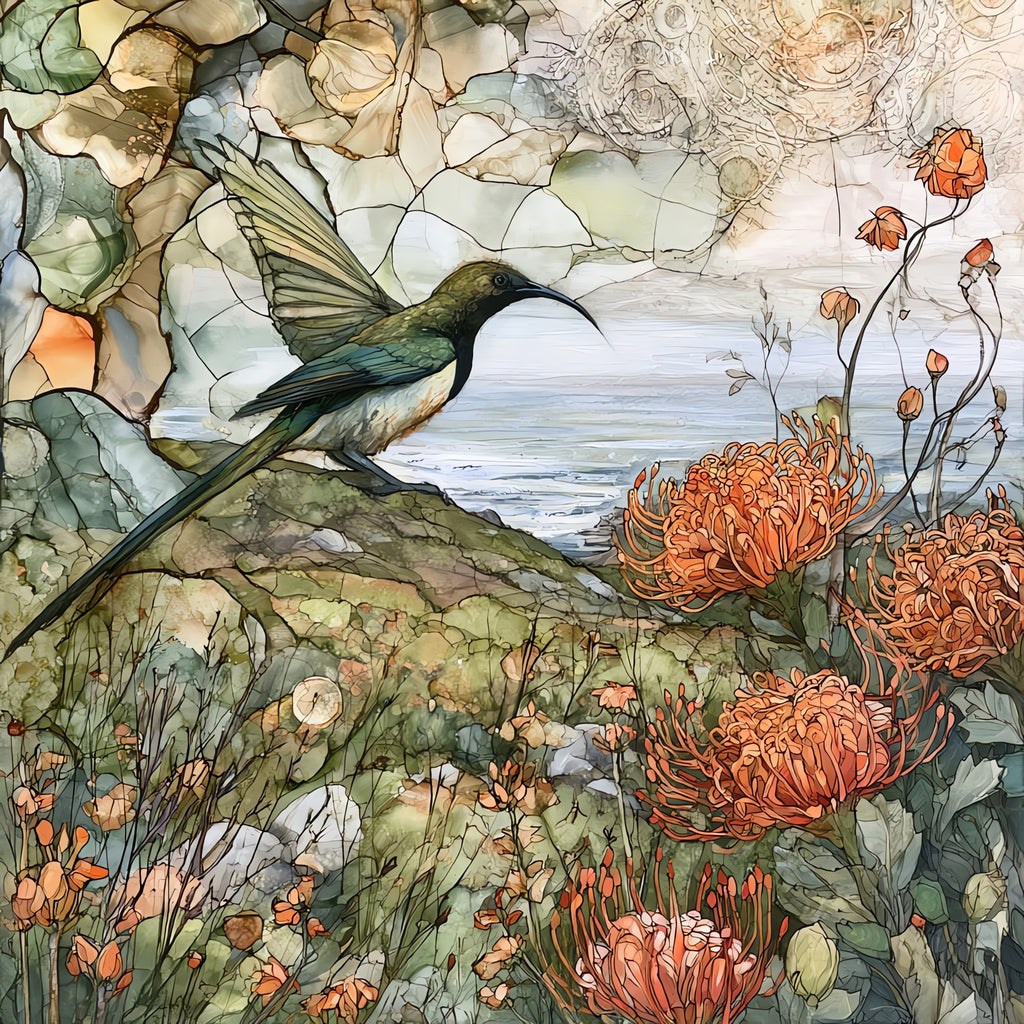 a long-tailed Cape sugarbird — ceramic art tile
