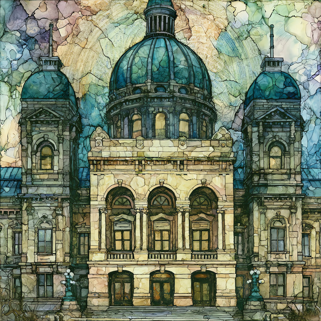 the Indiana State Capitol facade in — ceramic art tile