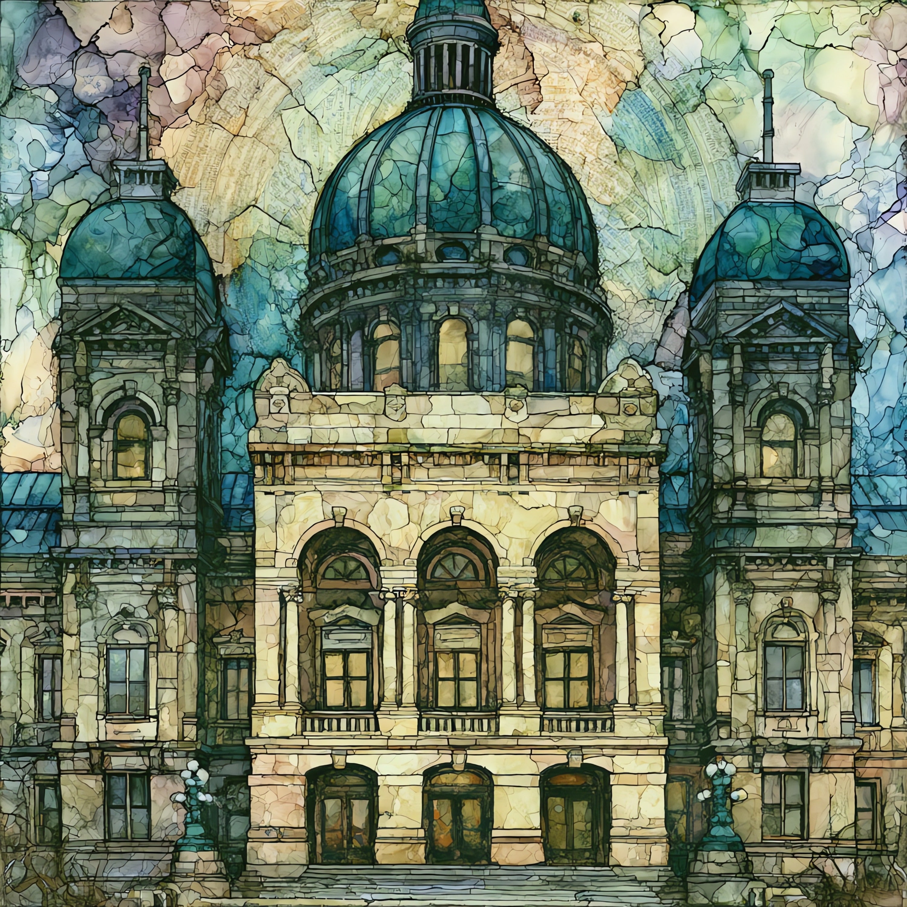 the Indiana State Capitol facade in — ceramic art tile