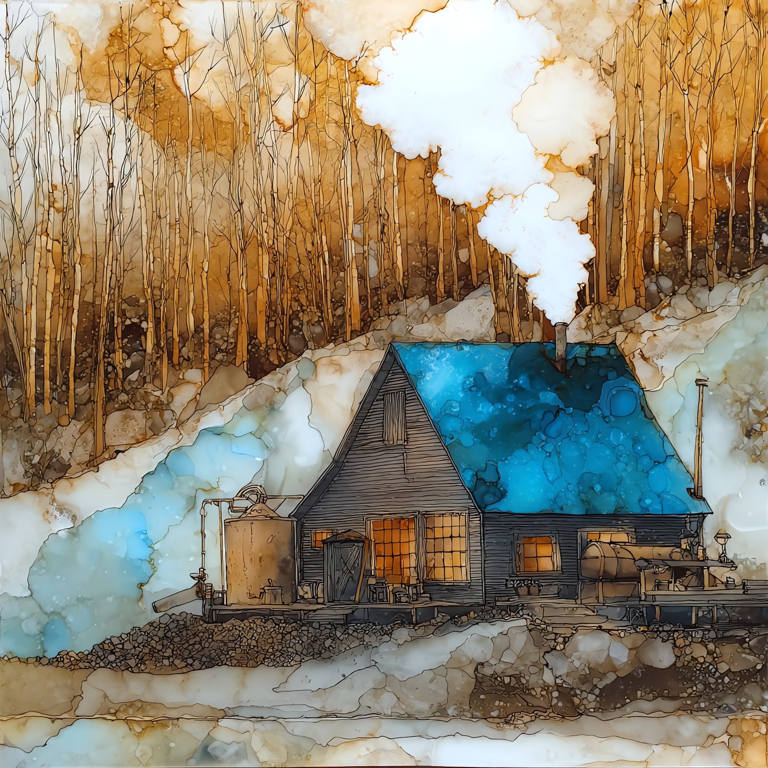 Sugarbush Farm sugar shack — ceramic art tile