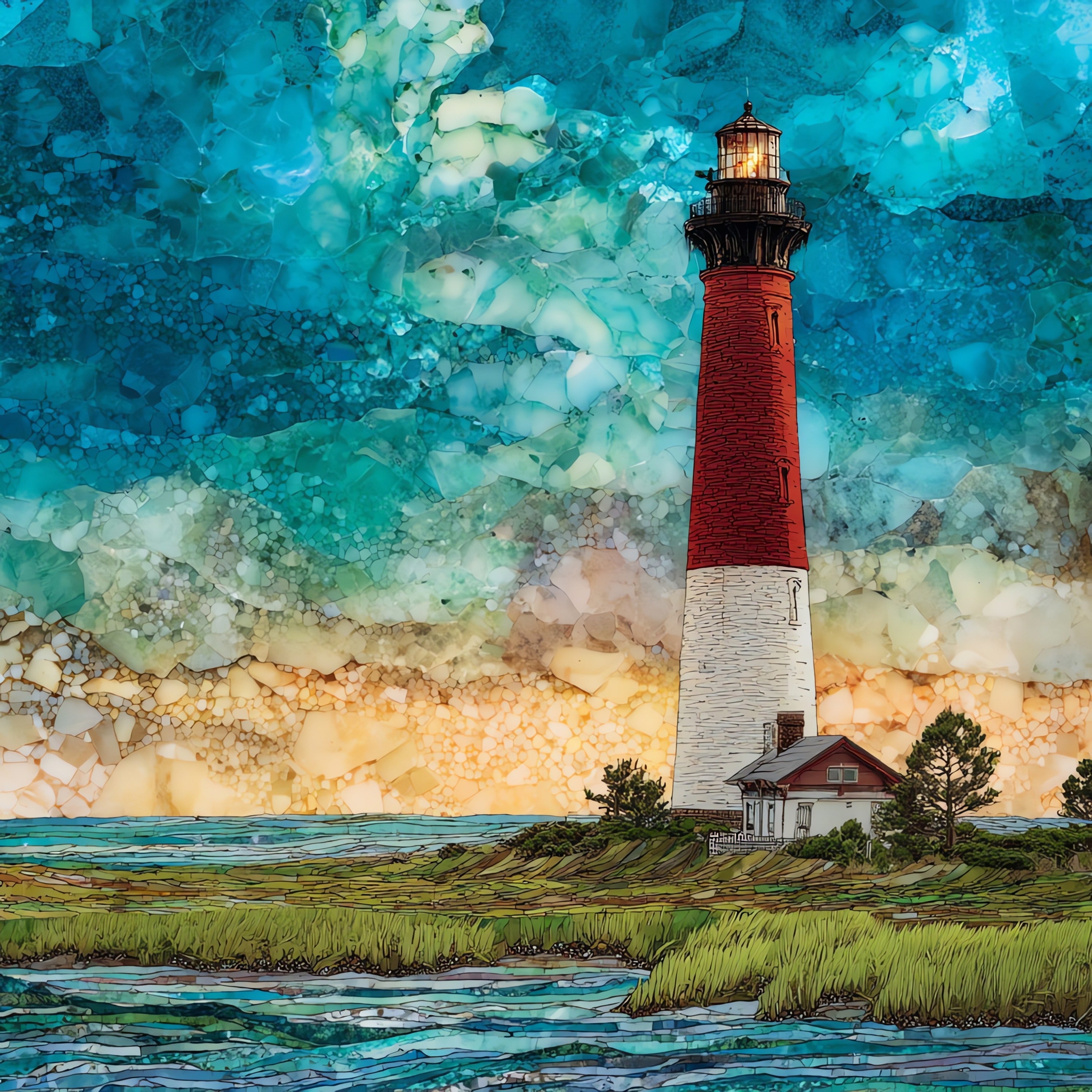 the Assateague Lighthouse on — ceramic art tile