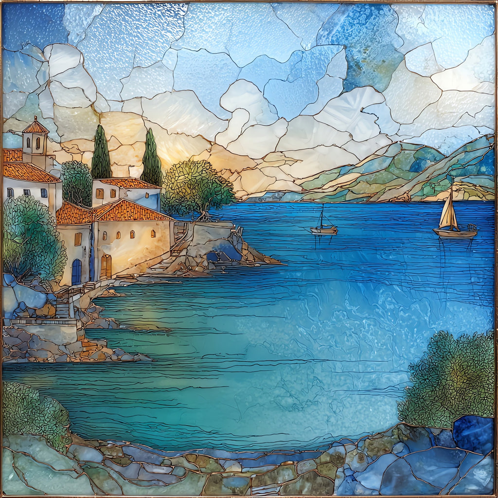 Pylos Bay — ceramic art tile