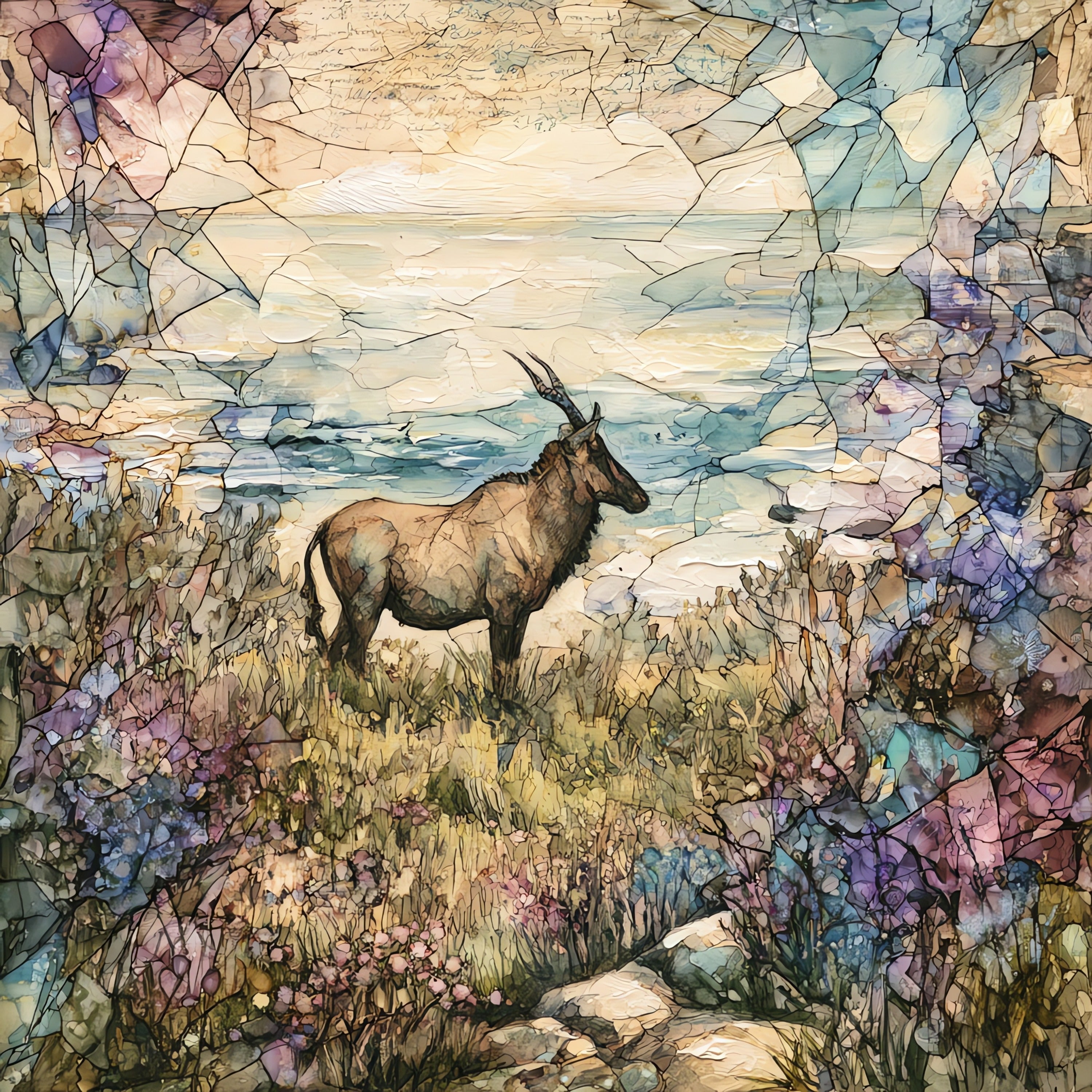 an eland bull standing — ceramic art tile