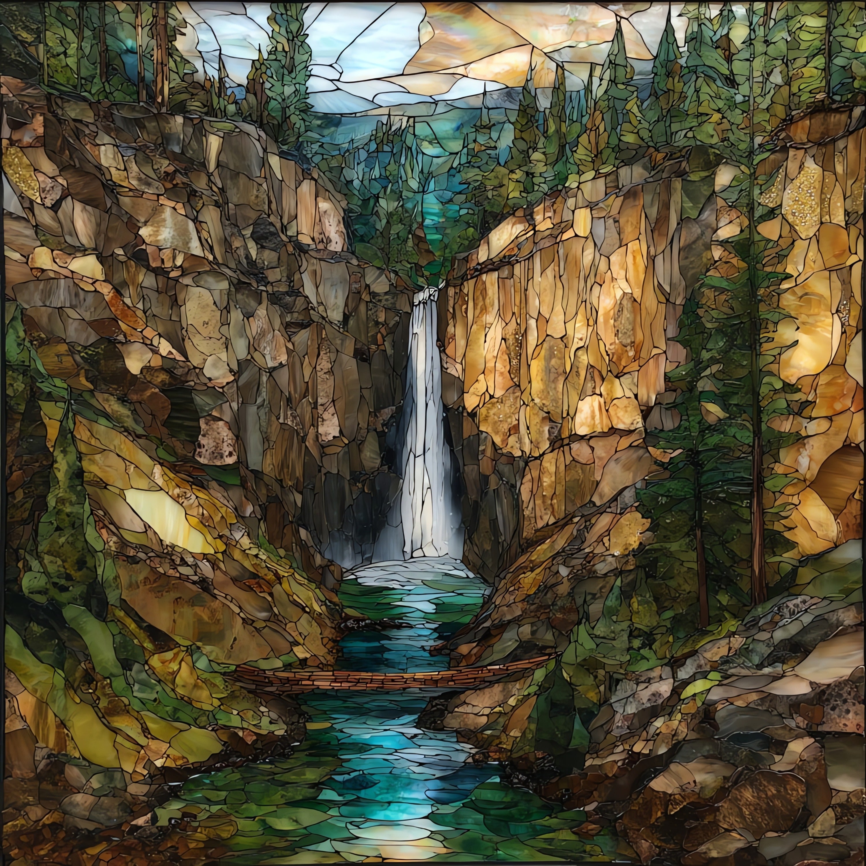 Pine Creek Falls dropping — ceramic art tile
