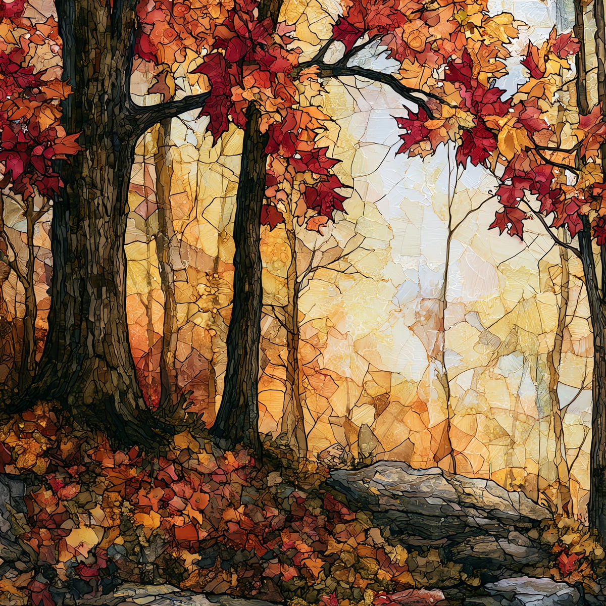 a Brown County maple ridge in — ceramic art tile