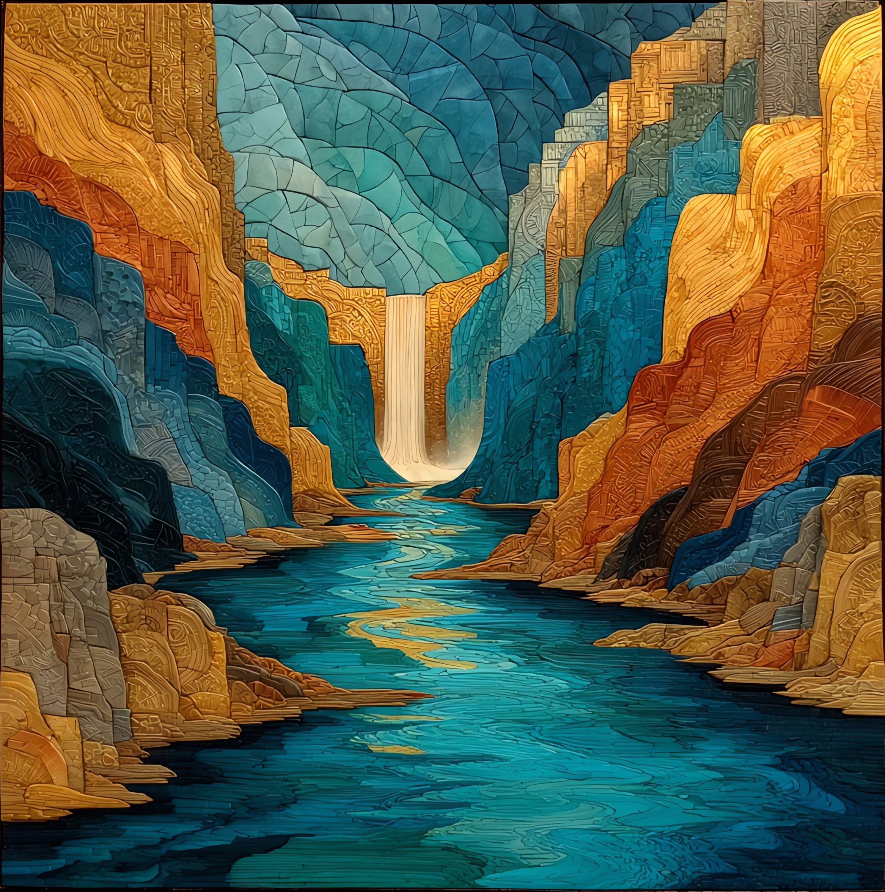 a North Canyon waterfall — ceramic art tile