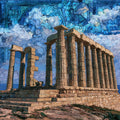 Temple of Poseidon at Sounion — ceramic art tile