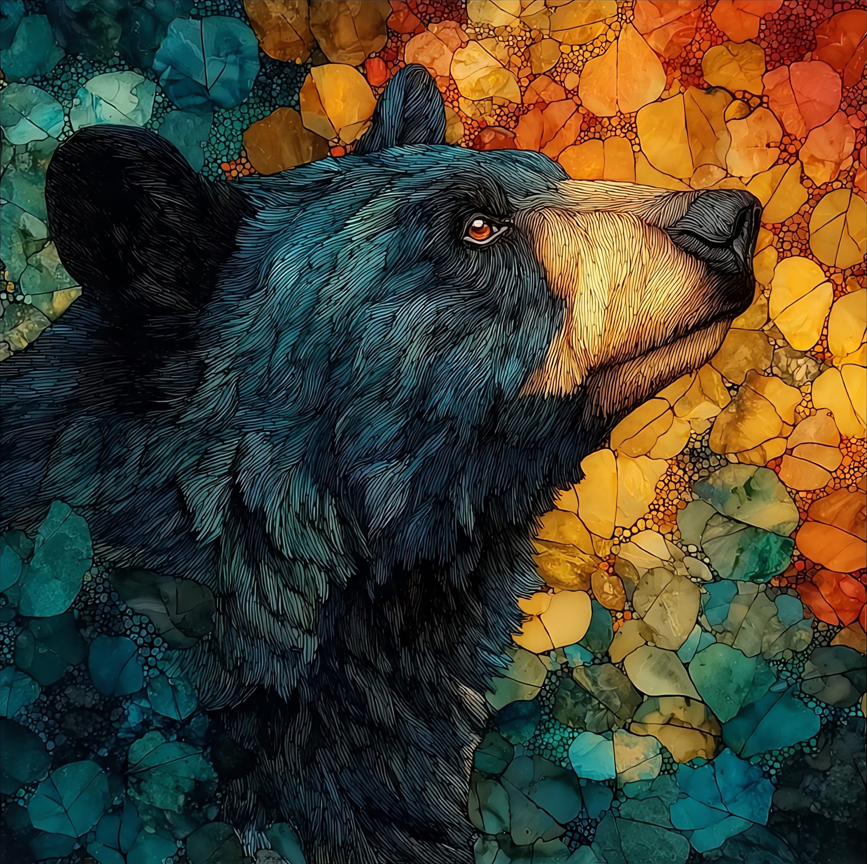 a black bear among — ceramic art tile
