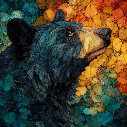 a black bear among — ceramic art tile