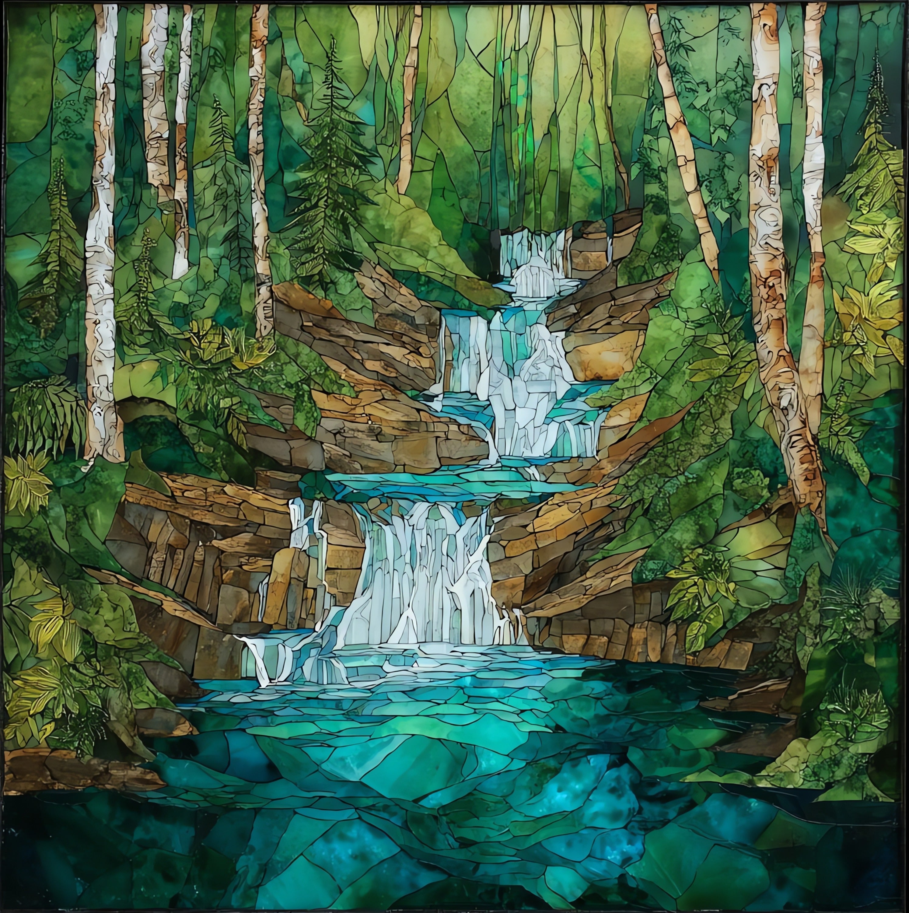 High Falls of the Manitou River — ceramic art tile