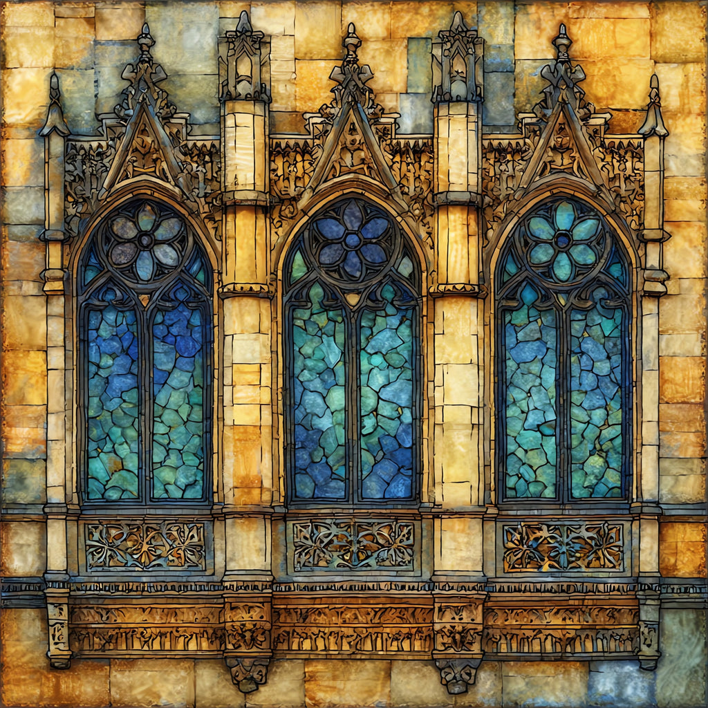 Ochre Court seaside Gothic — ceramic art tile