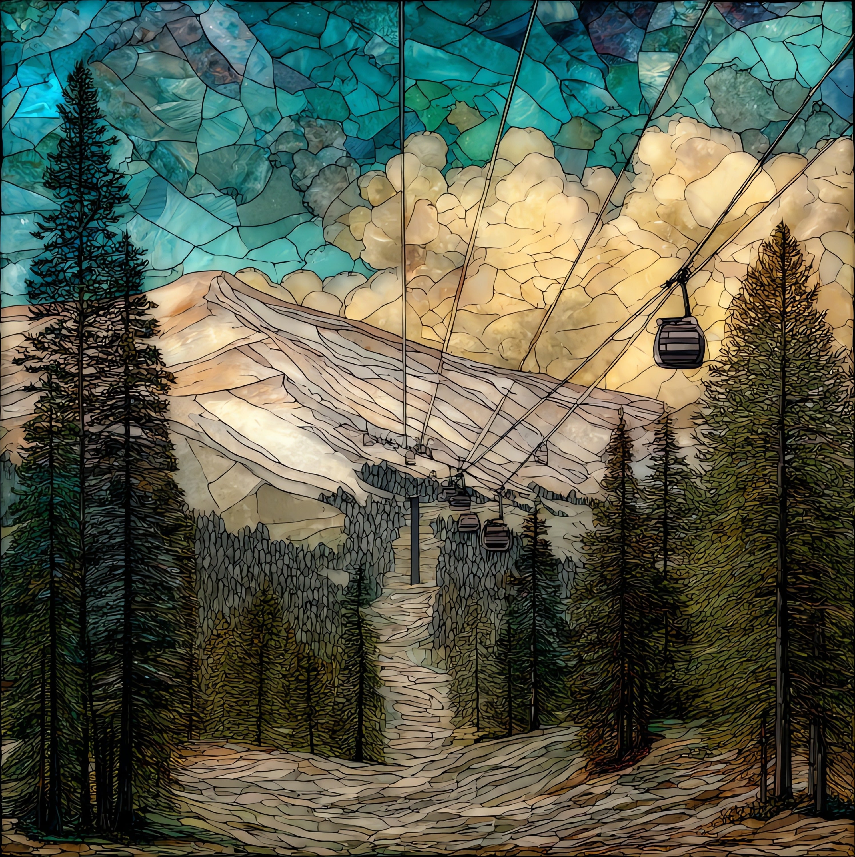 Ski Apache on the high flank — ceramic art tile
