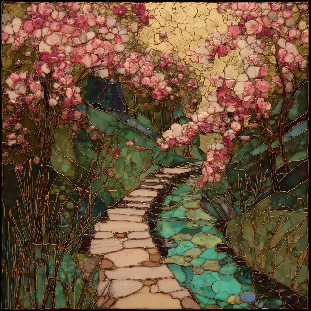 Philosopher Path Canal Sakura — ceramic art tile