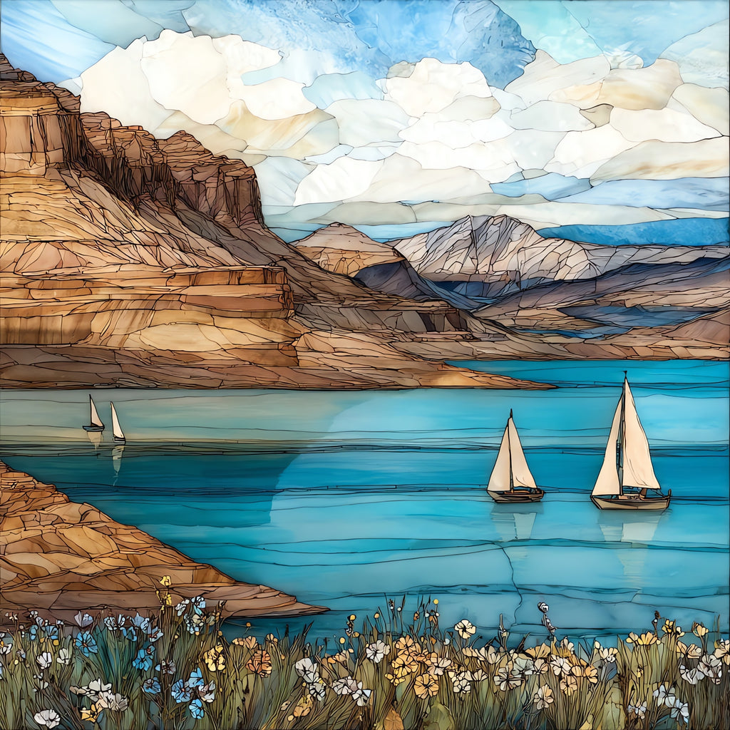 Glendo Reservoir — ceramic art tile