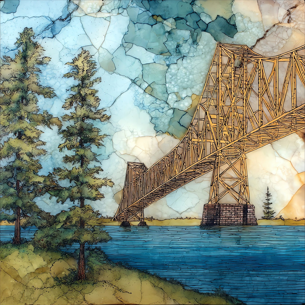 the Mississippi River bridge — ceramic art tile