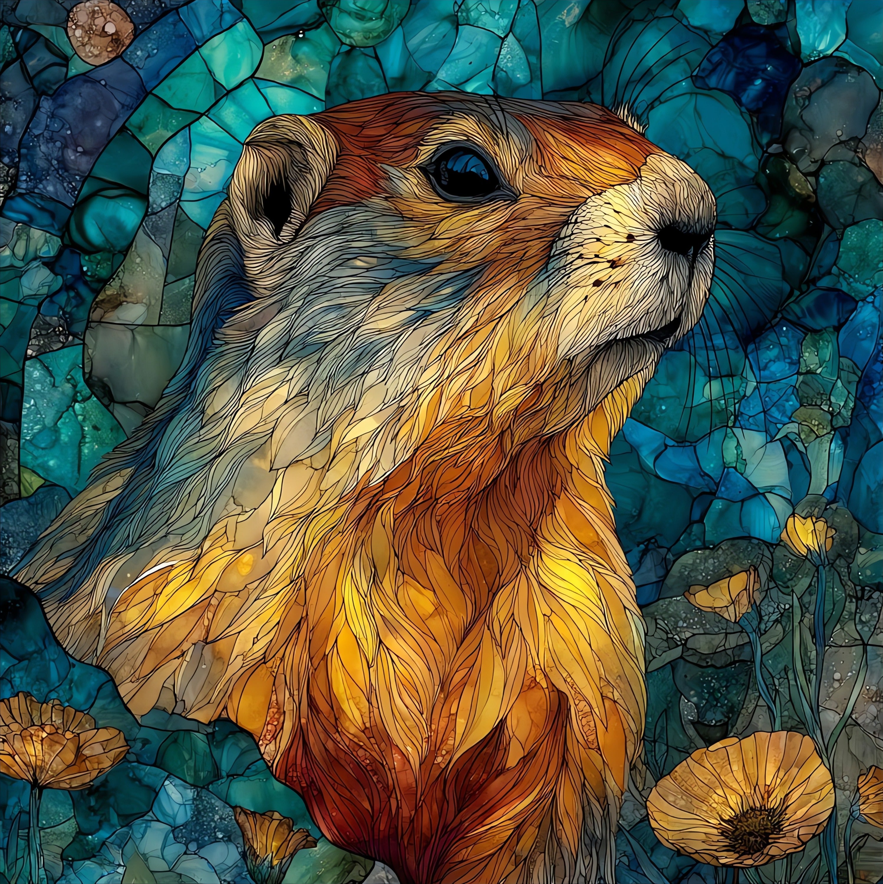a yellow-bellied marmot on — ceramic art tile