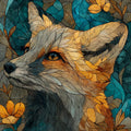 a gray fox in — ceramic art tile