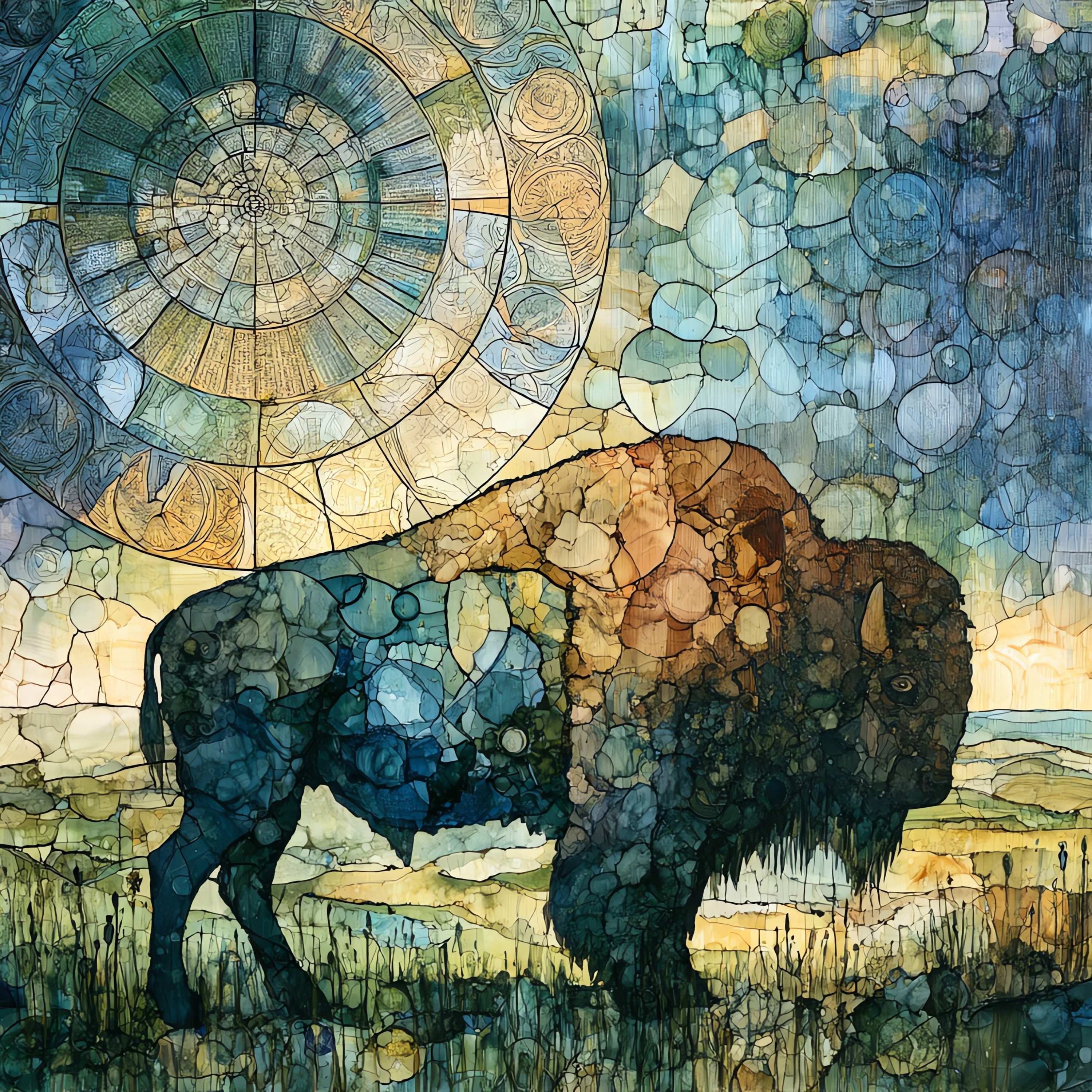 the World's Largest Buffalo — ceramic art tile