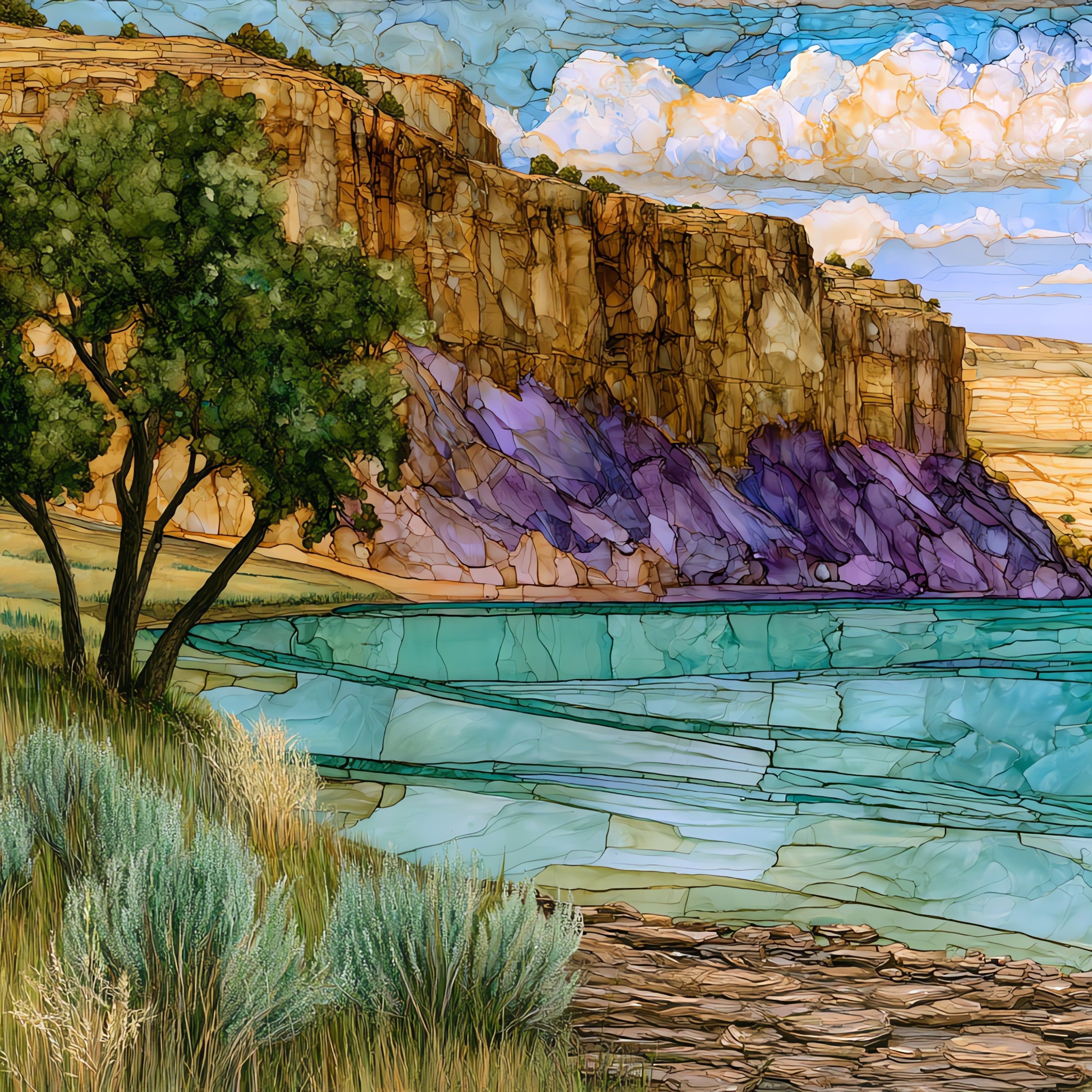 the Missouri River bluff — ceramic art tile