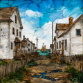 a Tangier Island village street — ceramic art tile