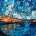 Mahon Harbor Old Town — ceramic art tile