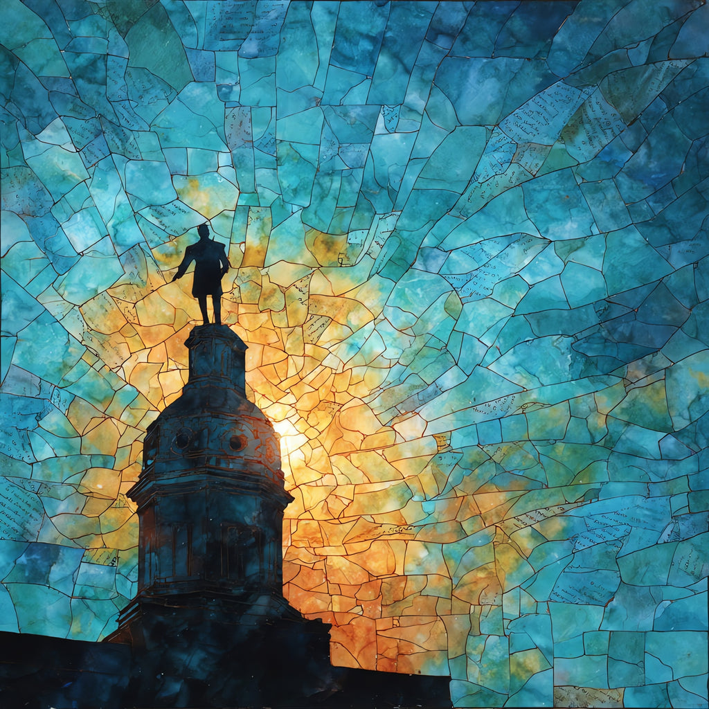 the Independent Man statue — ceramic art tile