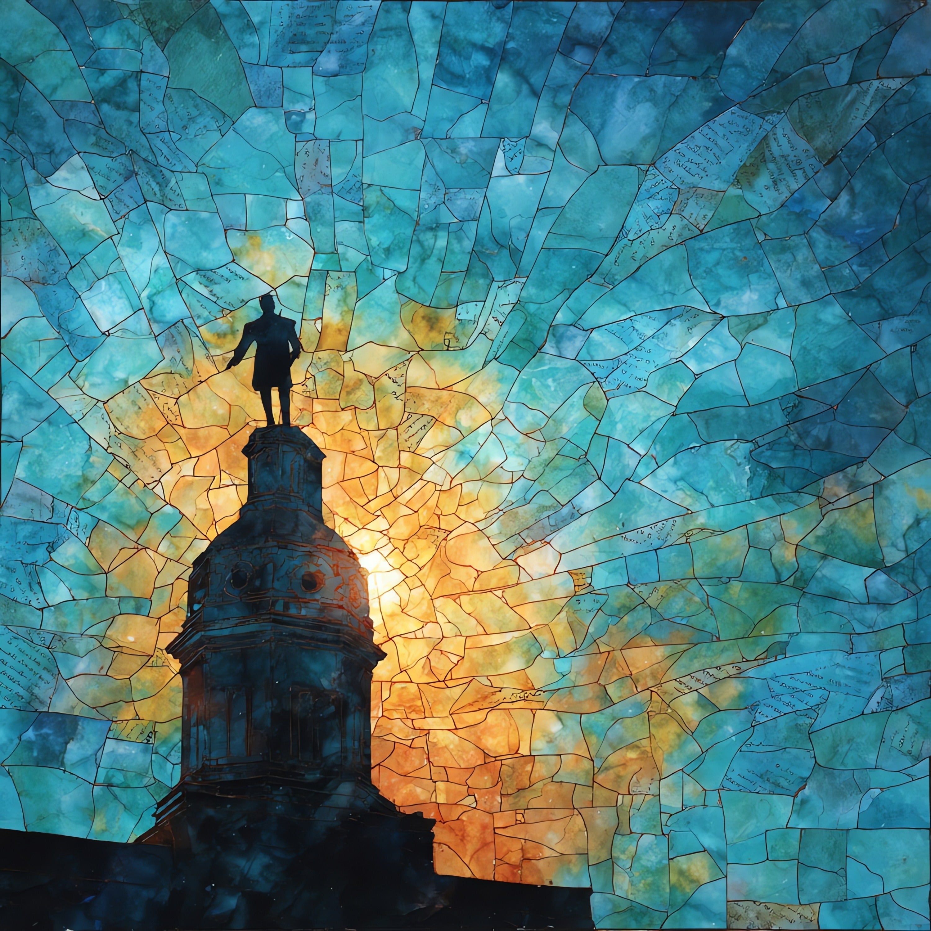the Independent Man statue — ceramic art tile
