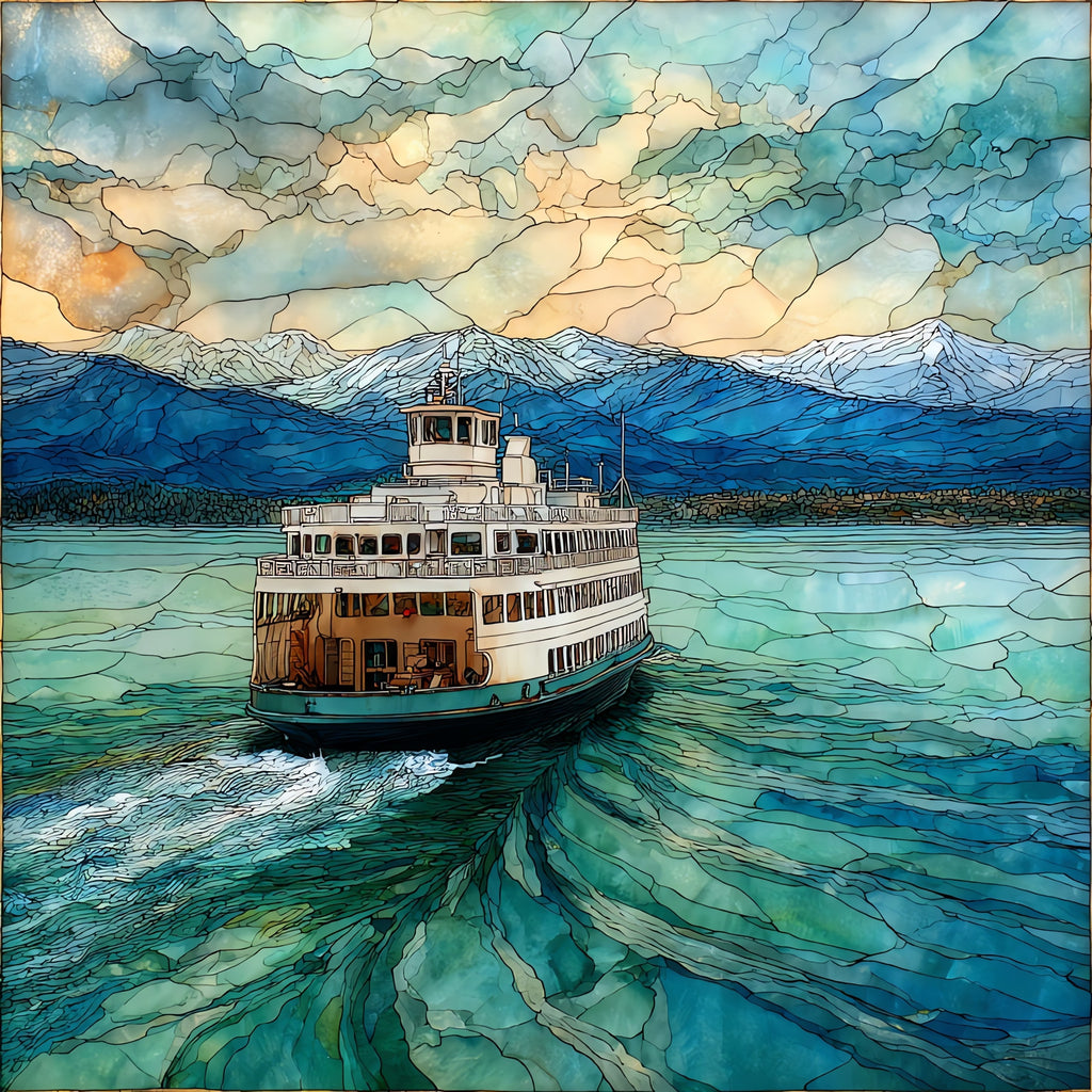 the Lake Champlain ferry — ceramic art tile