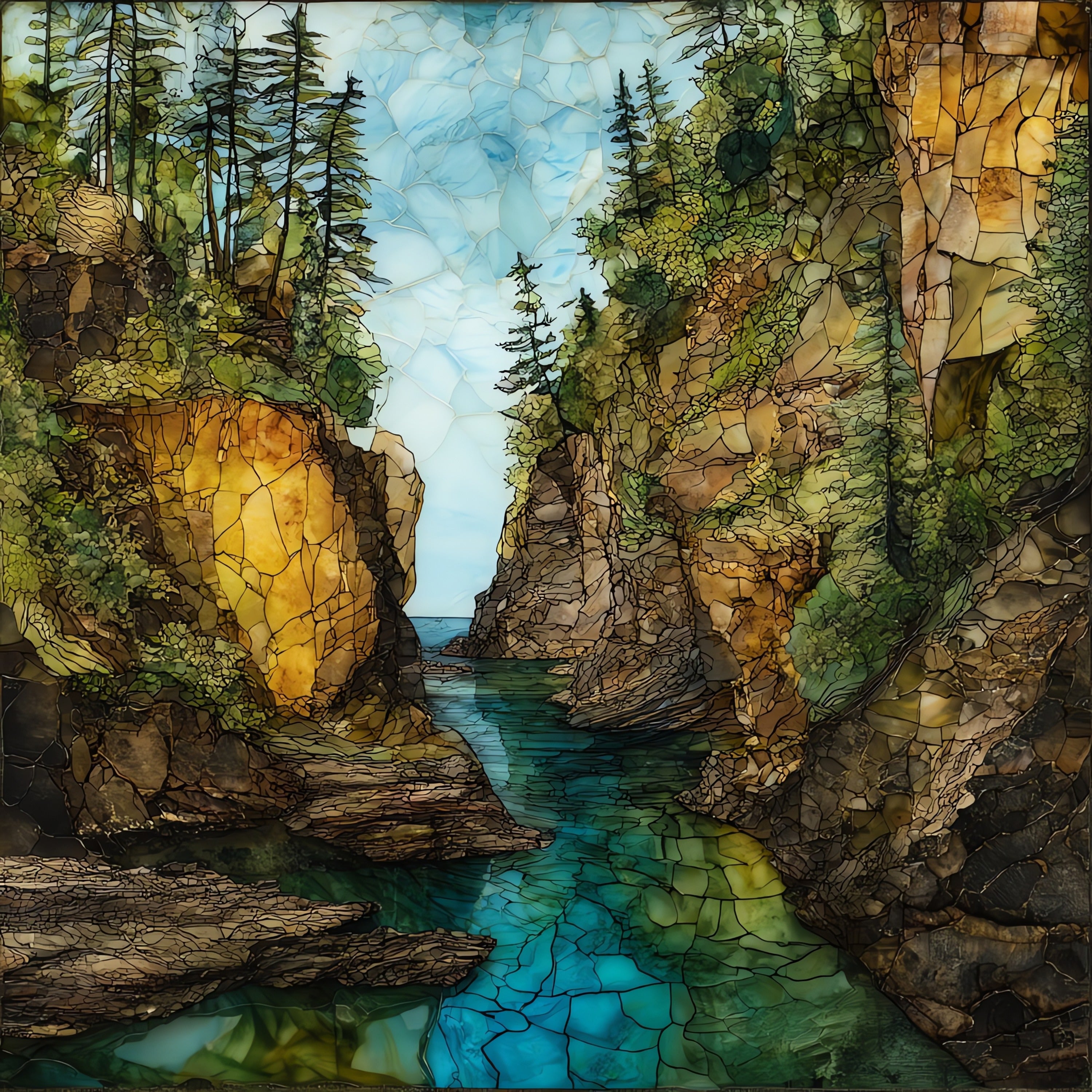 Temperance River gorge — ceramic art tile