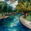 the Pecos River winding — ceramic art tile