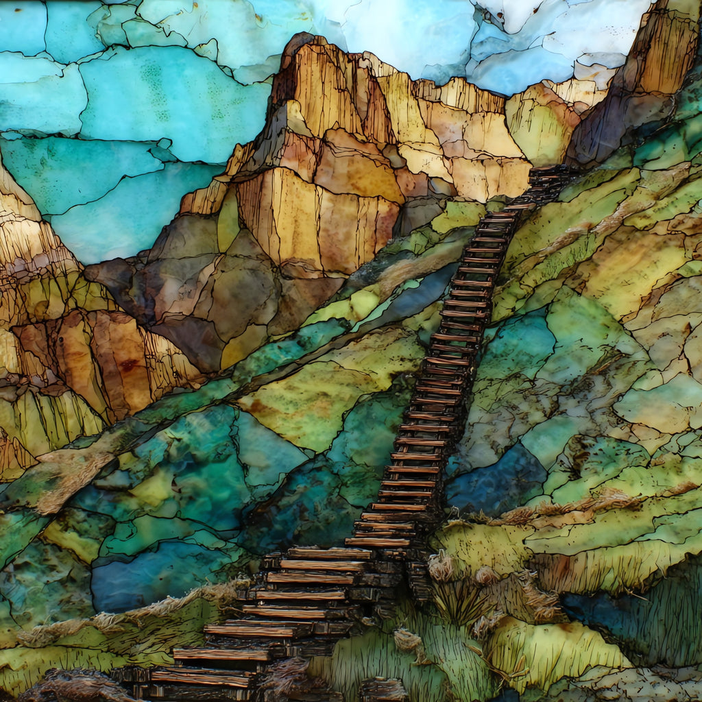 Badlands Notch Trail wooden — ceramic art tile