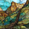Badlands Notch Trail wooden — ceramic art tile