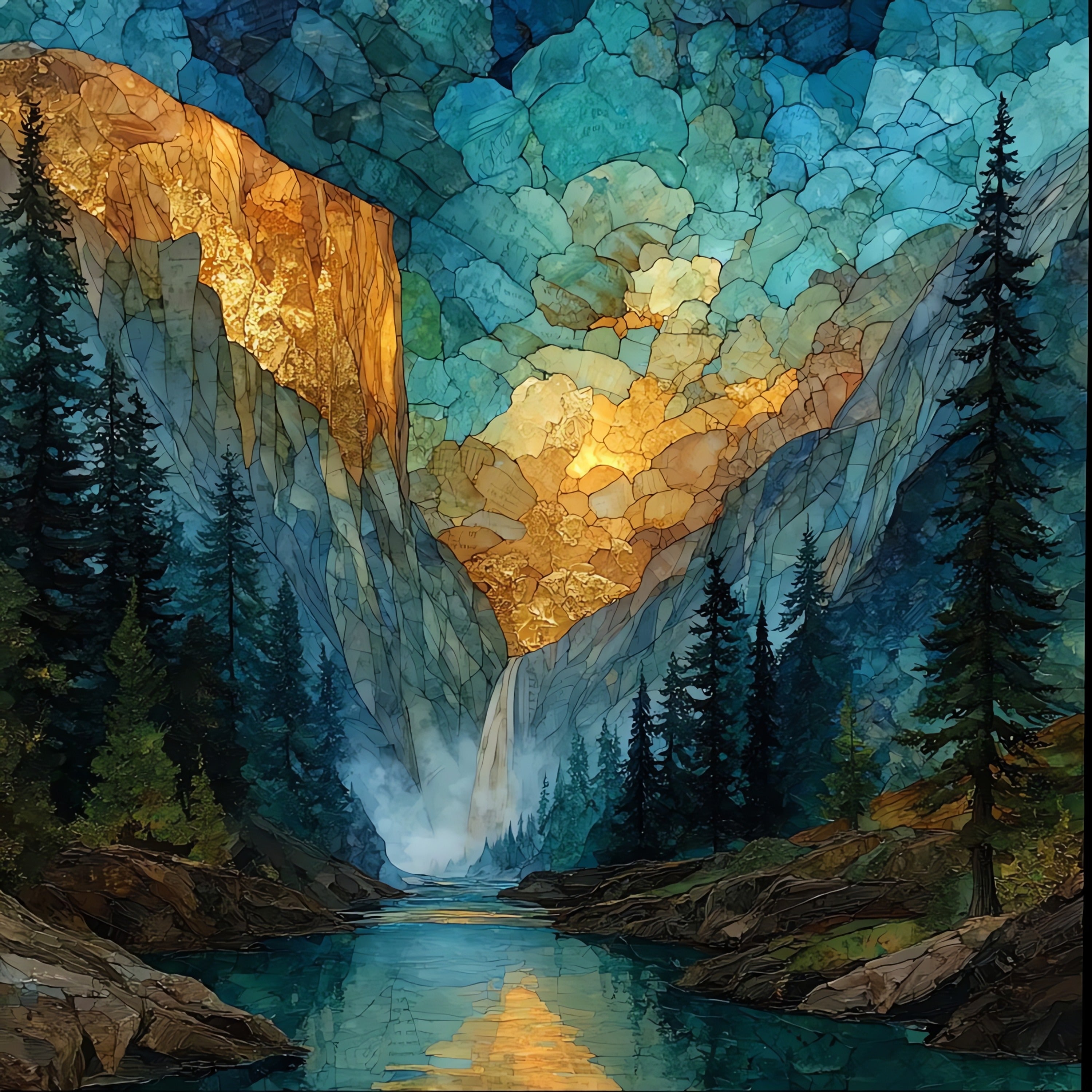 Ribbon Fall — ceramic art tile