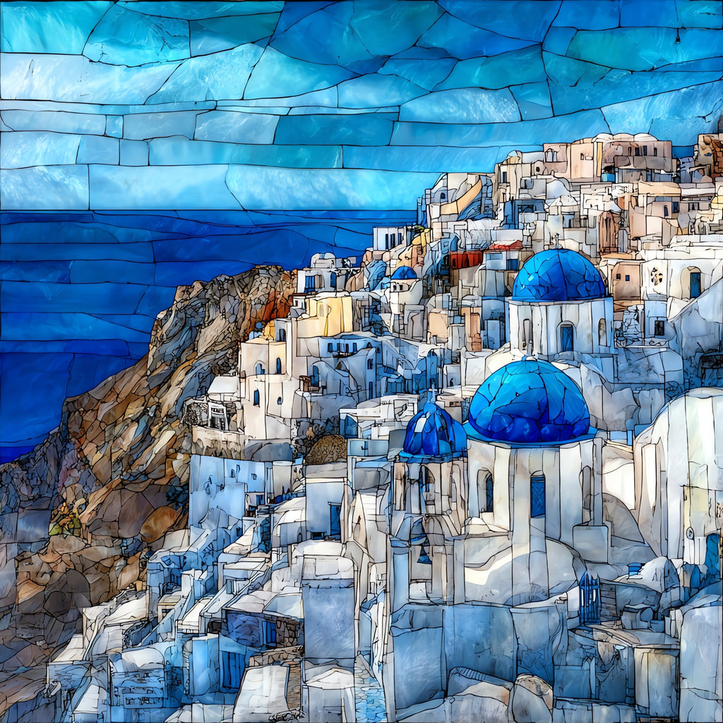 Oia Caldera — ceramic art tile