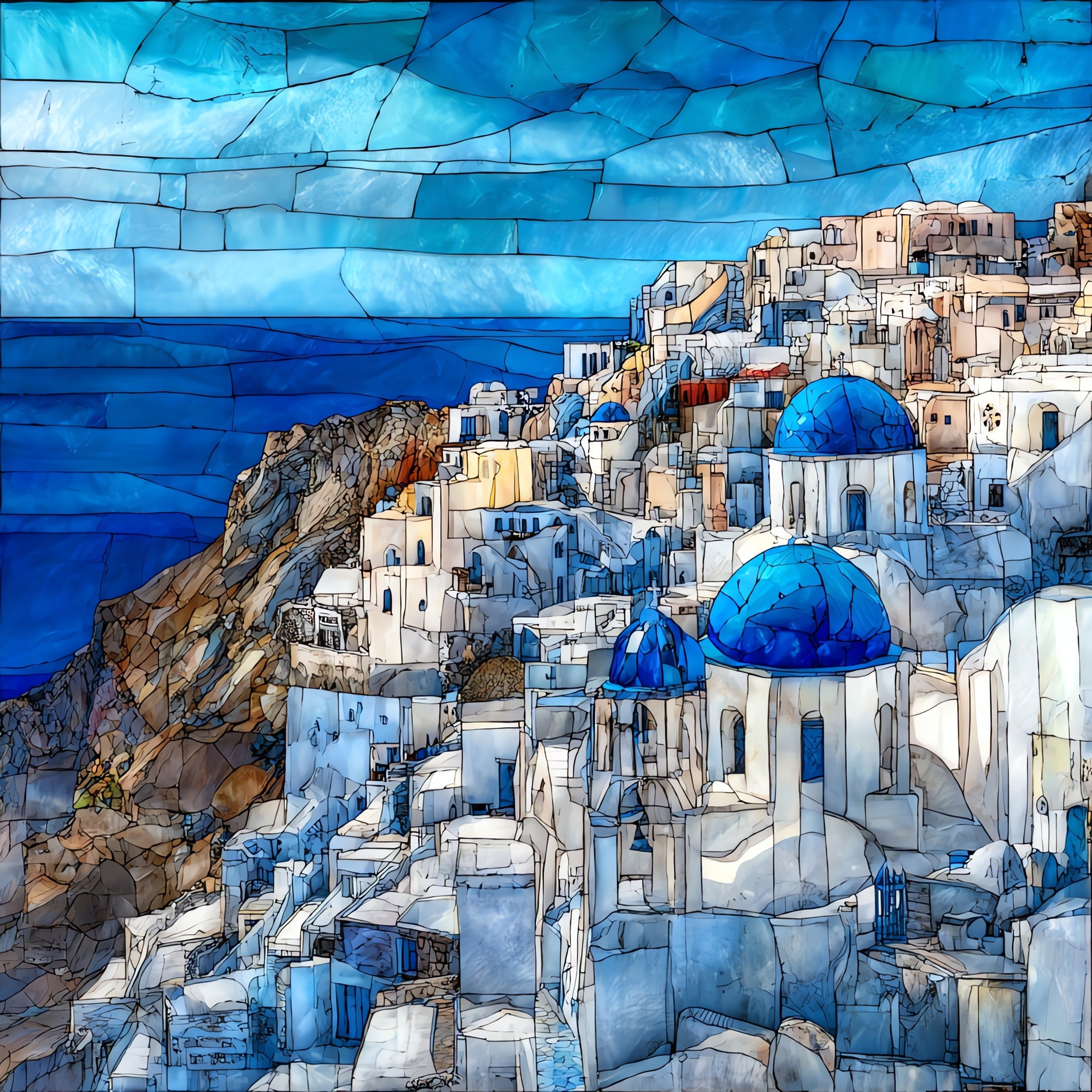 Oia Caldera — ceramic art tile