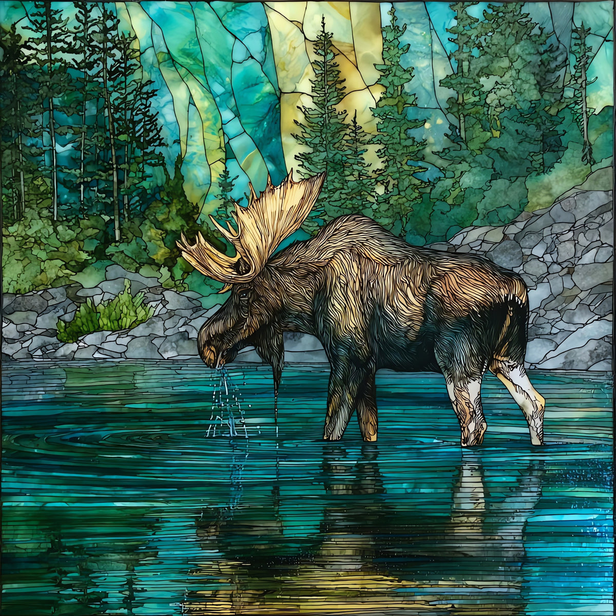 a bull moose — ceramic art tile