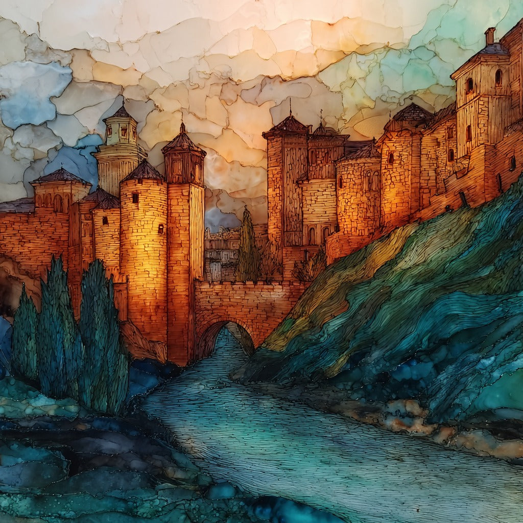 Pamplona Old Town City Walls — ceramic art tile