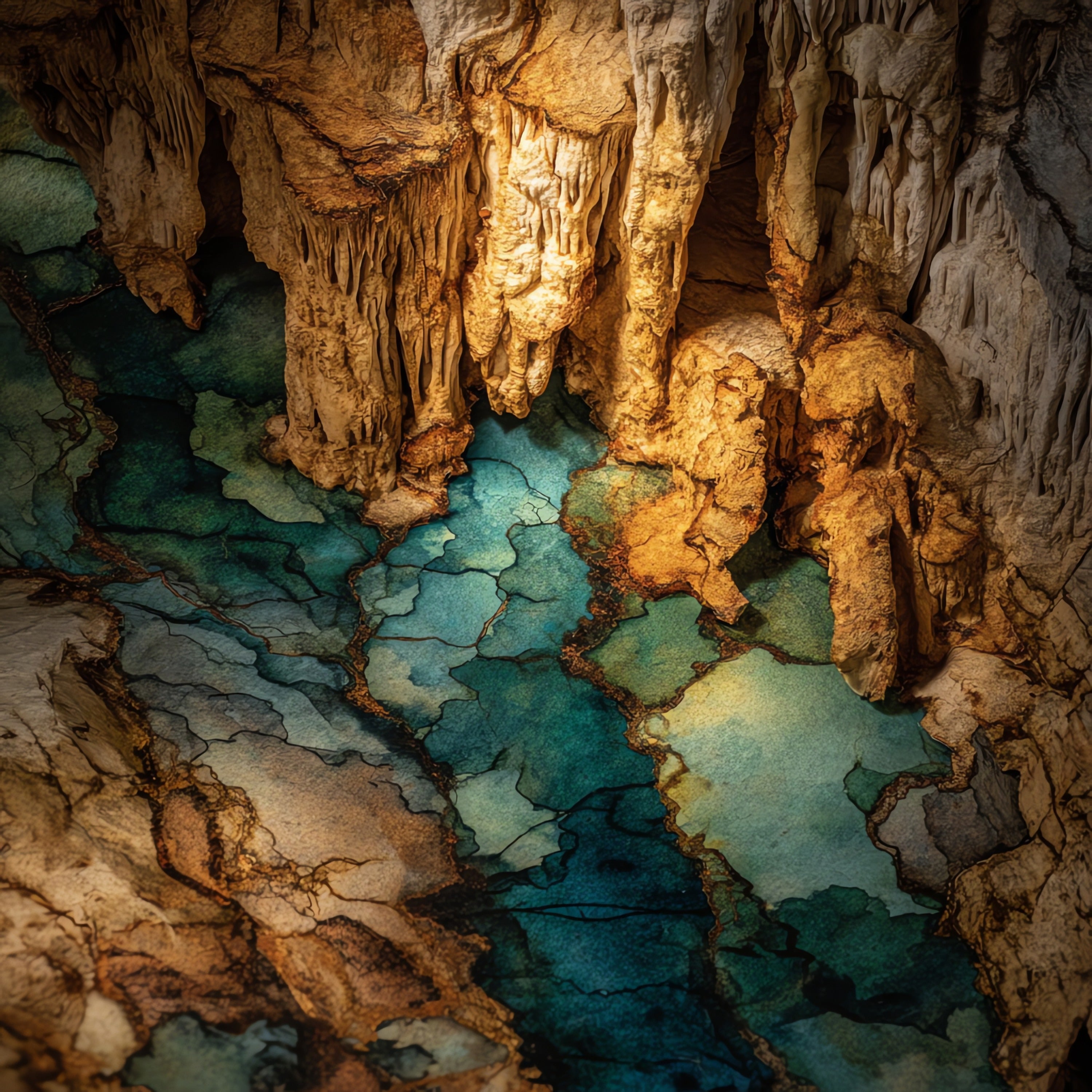 Endless Caverns formations in — ceramic art tile