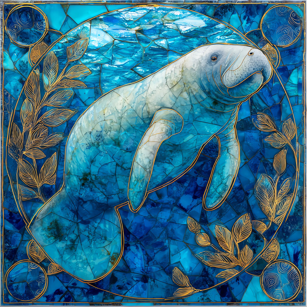 Three Sisters Springs manatees — ceramic art tile