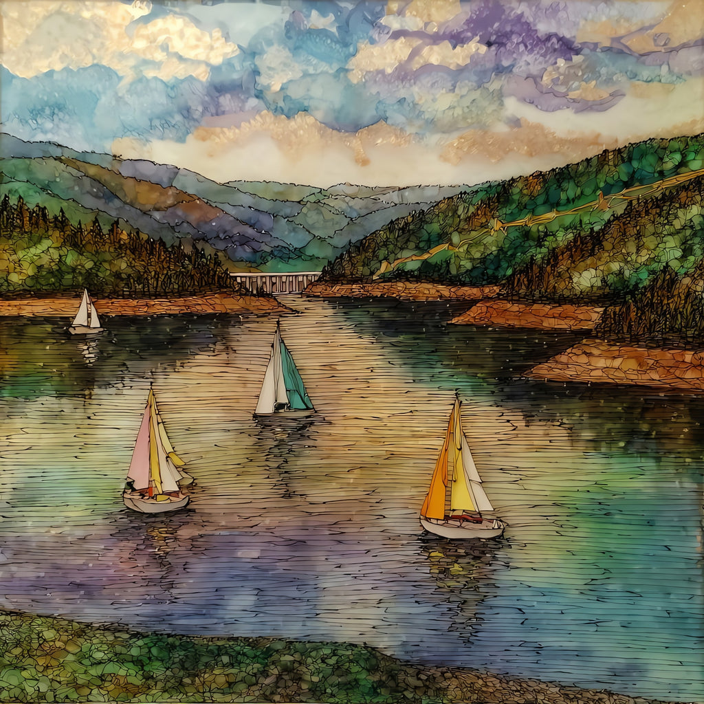 Philpott Lake — ceramic art tile