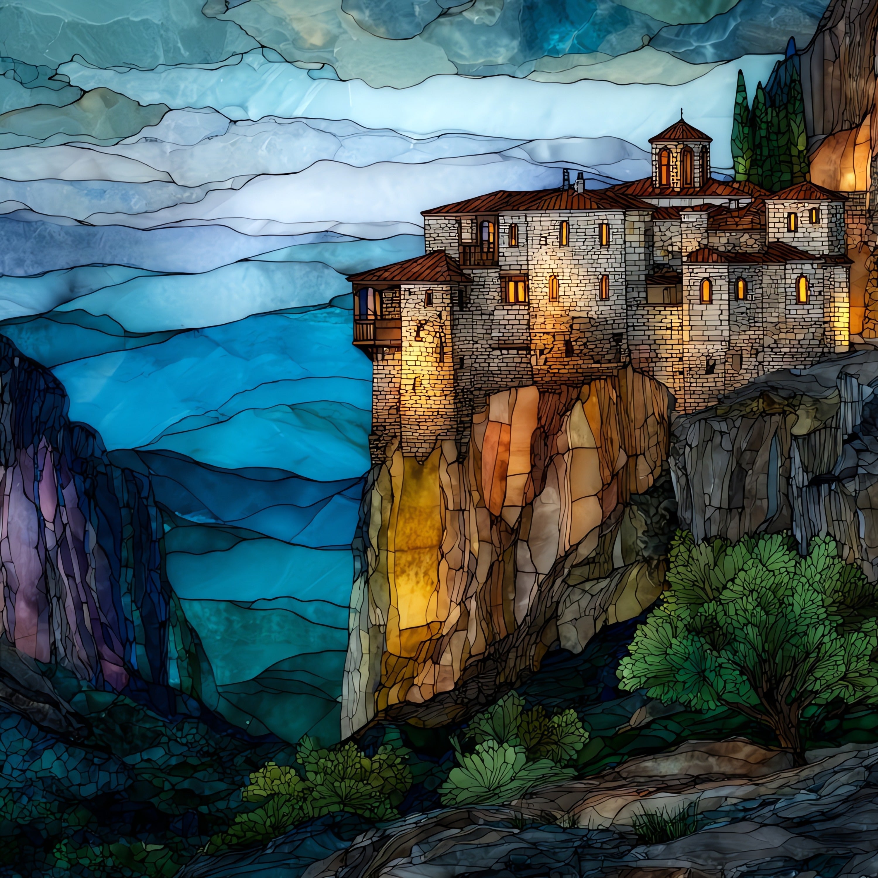 Simonopetra Monastery — ceramic art tile