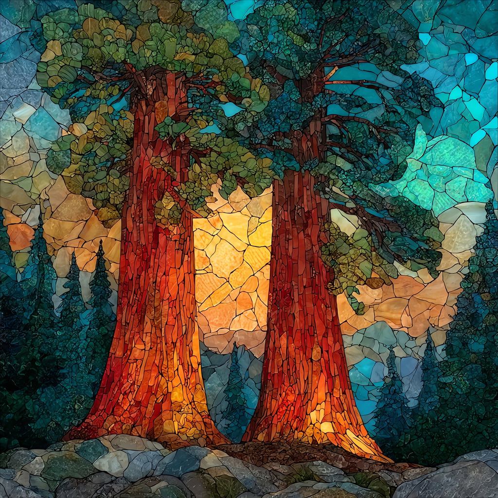 the Faithful Couple twin-trunk — ceramic art tile