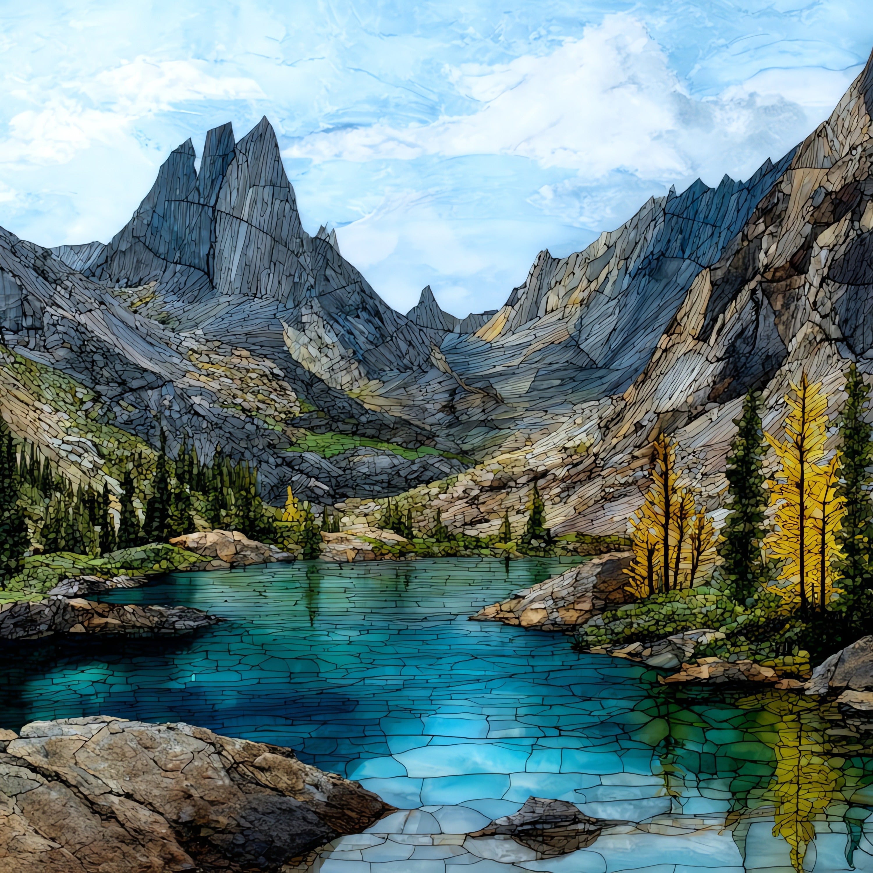 the Cirque of the Towers around — ceramic art tile