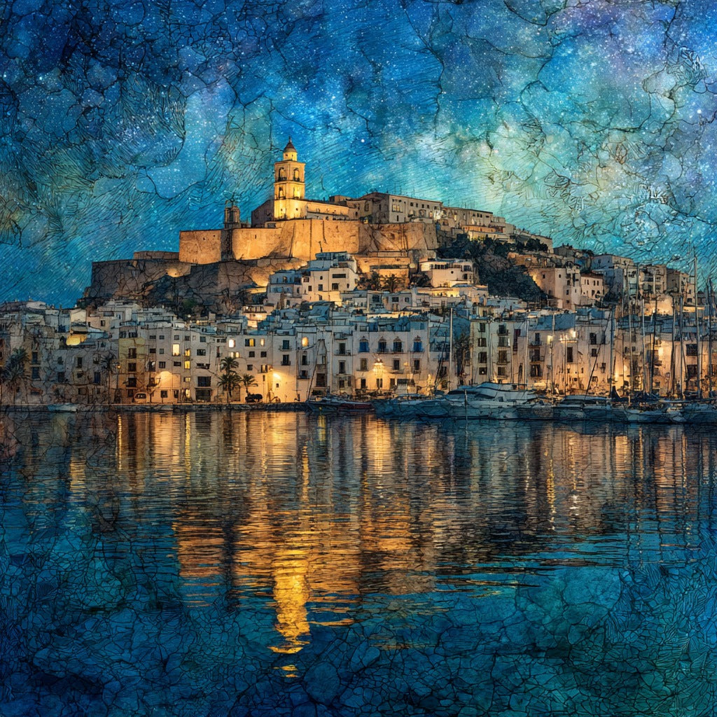 Ibiza Dalt Vila walled old town — ceramic art tile
