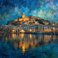 Ibiza Dalt Vila walled old town — ceramic art tile