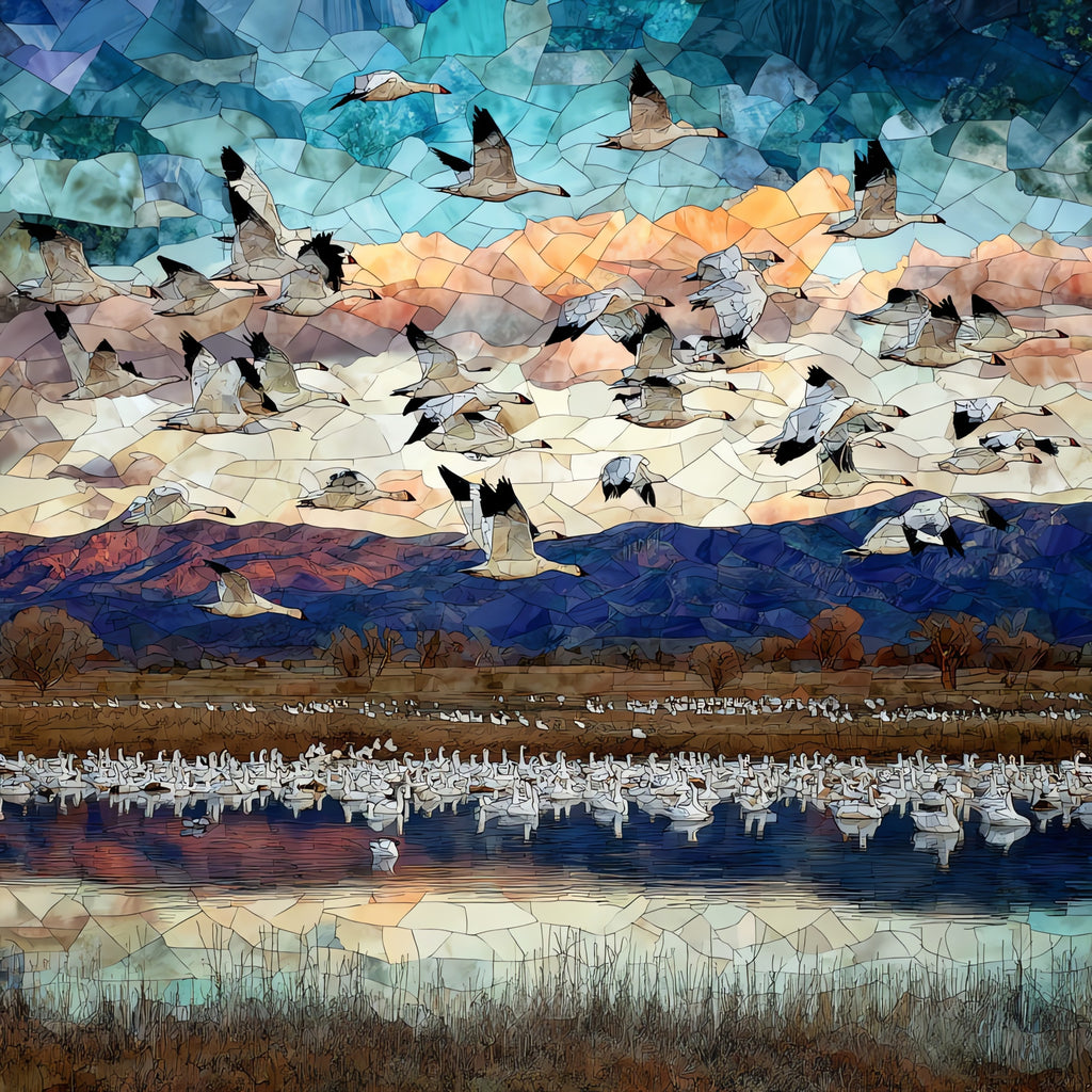 Snow geese — ceramic art tile